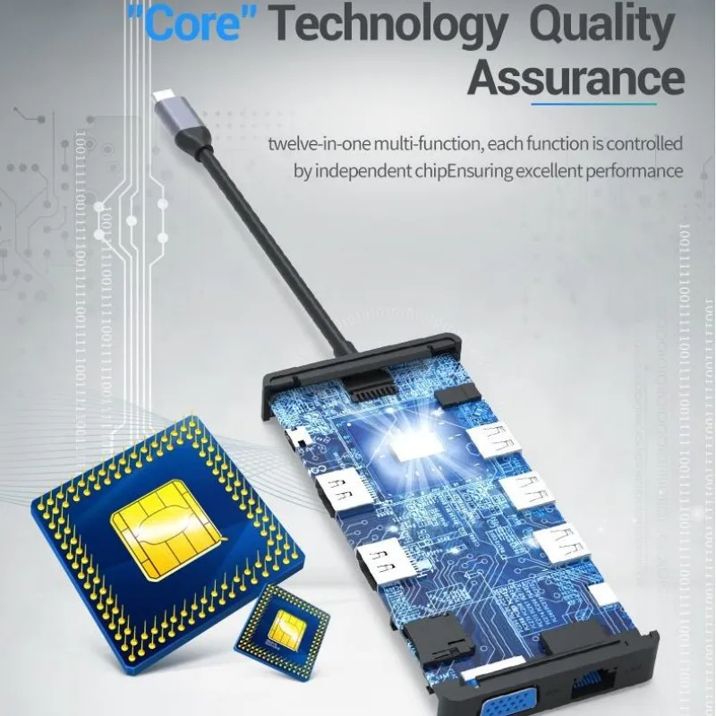 

2025 hot sale 12In1 USB C Hub 4K HDTV VGA Type C PD USB3.0 RJ45 Ethernet SD/TF Card Reader 3.5MM Aux USB C Adapter Docking Stati