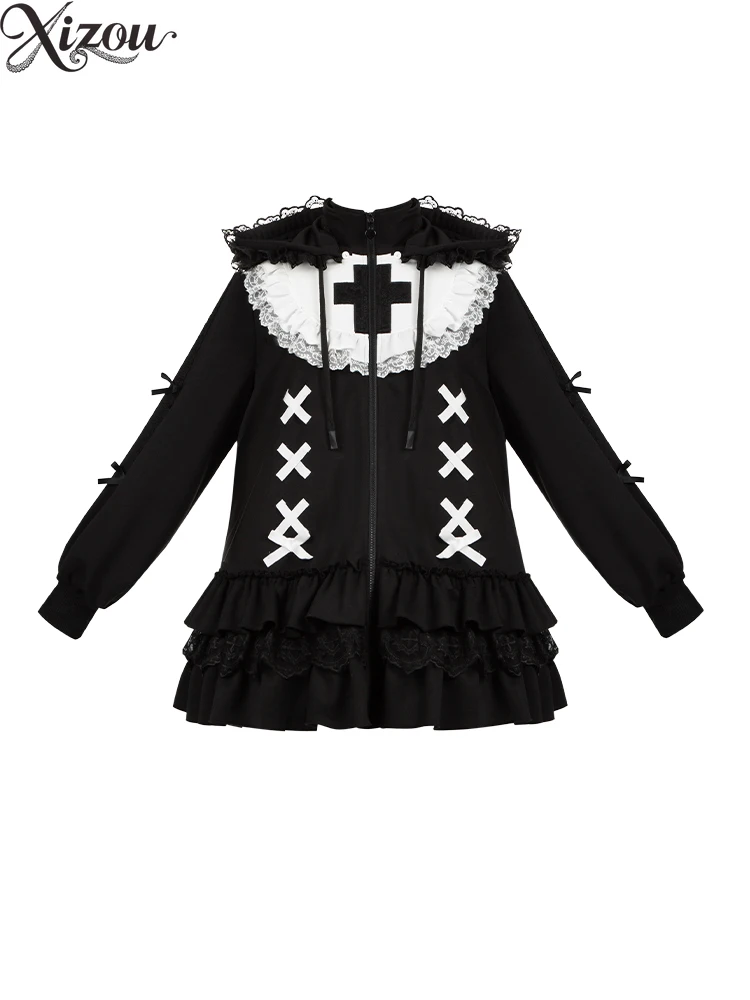 Felpe con cappuccio larghe da donna Cappotti Giacche Lolita dal design originale Giacca in felpa casual dolce e fresca Autunno Inverno 2025