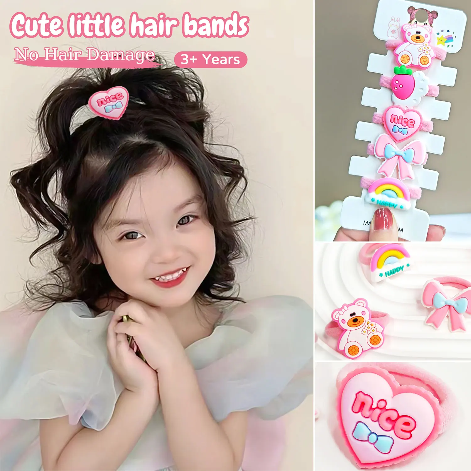 

5psc Animal Hair Rope Set, Girls Fashion Hair Rope, Ponytail Hair Rope, Thick, Stretchy, Durable and Flexible