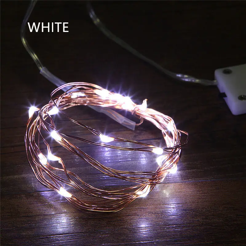 Cadena de luces LED de alambre de cobre, iluminación de vacaciones, hadas para guirnalda de árbol de Navidad, lámpara de decoración de fiesta de boda, CR2032, 5M, 1 unidad