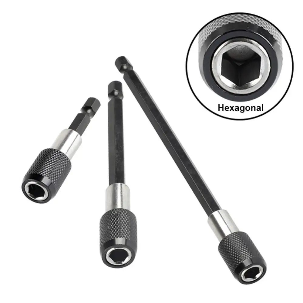 3pcs/set Steel Drill Bit Extender 1/4 Inch Hex Shank Quick Release Bit Holder for Impact Driver, Magnetic Extension Adapter Set