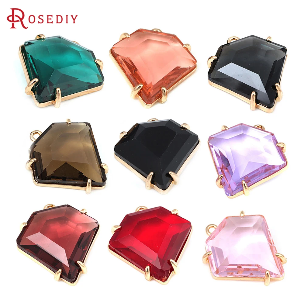 

4 шт., 18-каратное золото, латунь и стекло, многоугольники, подвески, подвески, принадлежности для изготовления ювелирных изделий своими руками, ожерелье, серьги, аксессуары