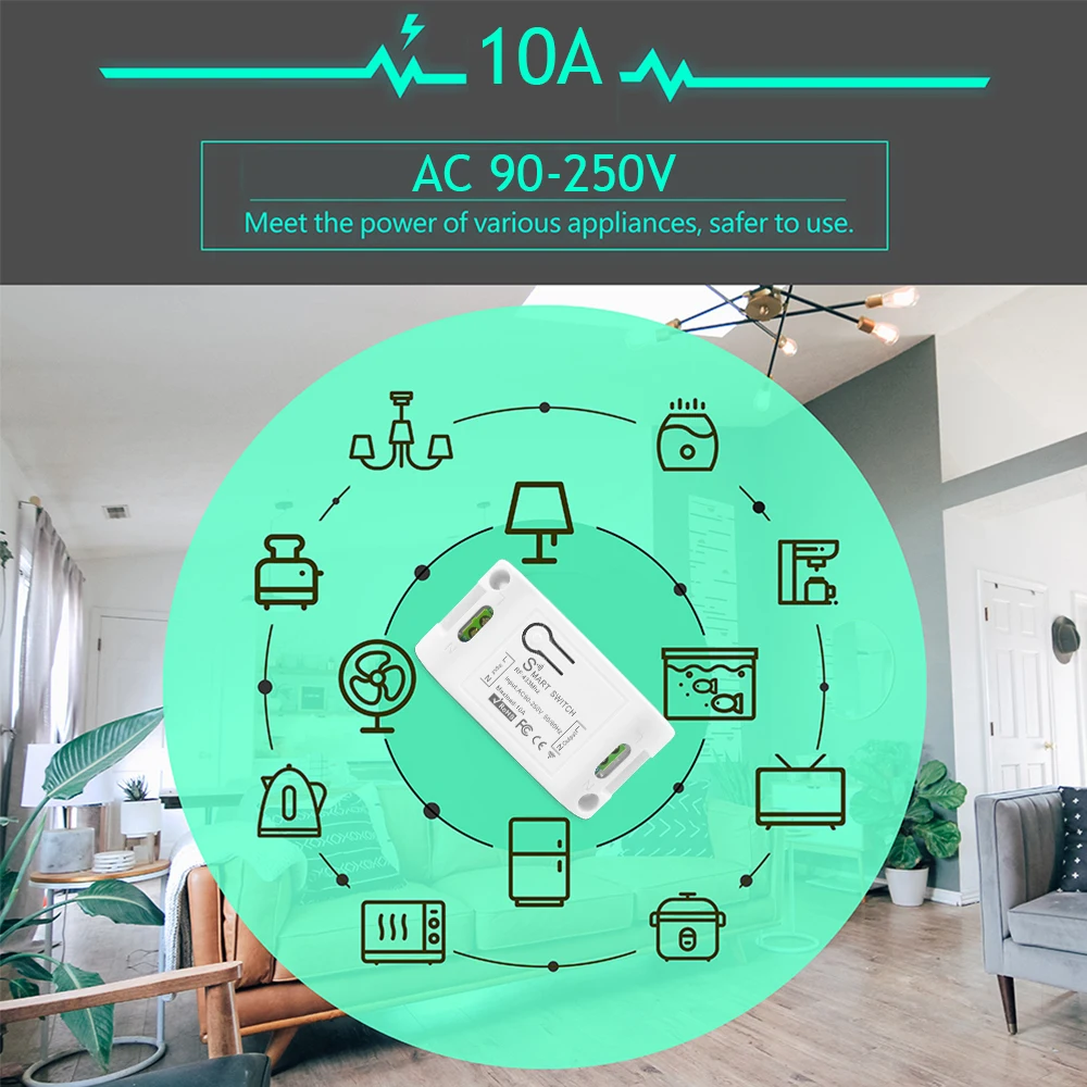 433 MHz Wireless Remote Control Light Switch 220V 110V 10A 1 CH Relay Receiver With A/B Transmitter Controller For Lighting Led