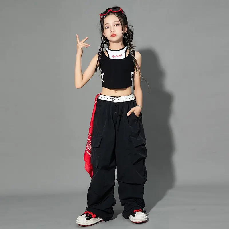 Girls Cargo Pants Children Loose Trousers Teen Kids Fashion Casual Sweatpants Streetwear Pockets Design Pants Trendy Cool 5-14Y