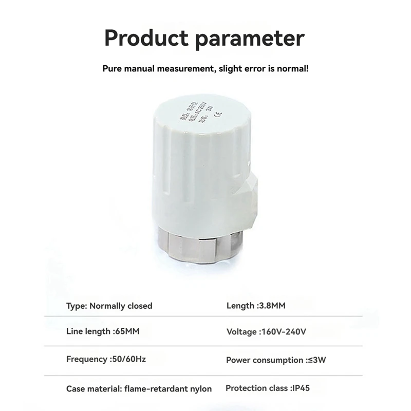 230V Normally Open Actuator Driven Head, M30 X 1.5Mm Electric Floor Heating TRV Constant Temperature Radiator