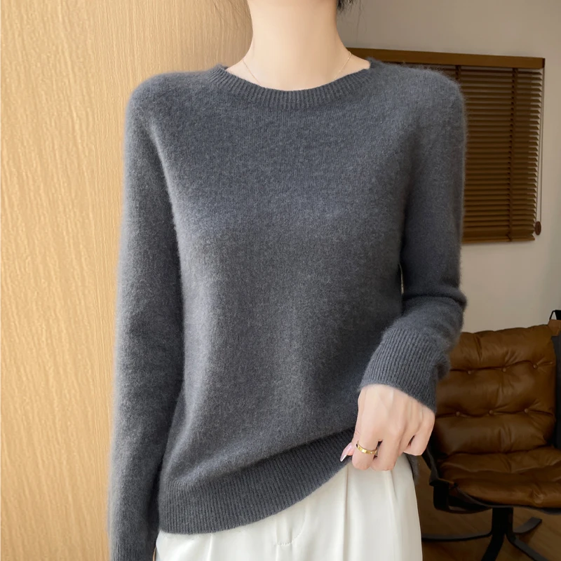 Women\'s autumn and winter new cashmere sweater 100% pure wool O-neck knit pullover fashion loose warm bottoming shirt top 836