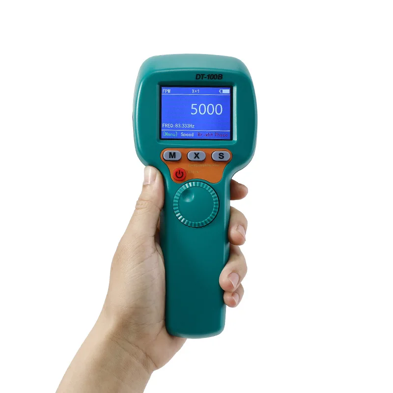 DT-100B Digital Handheld Stroboscope LED Flash Strobe Tachometer Speed Tester Non-Contact Gear Printing Rotation Speed Analyze