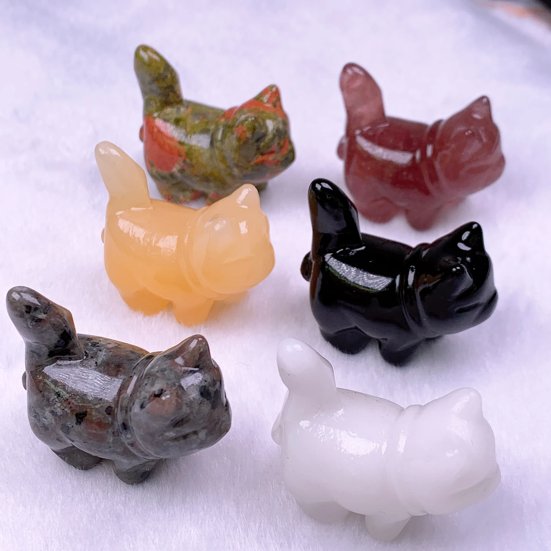 1PC Cute Jauntily stand Cat Natural Crystal Kitty Carving Gift for Her Souvenir Delightful Home Decor Reiki Stone Ornaments