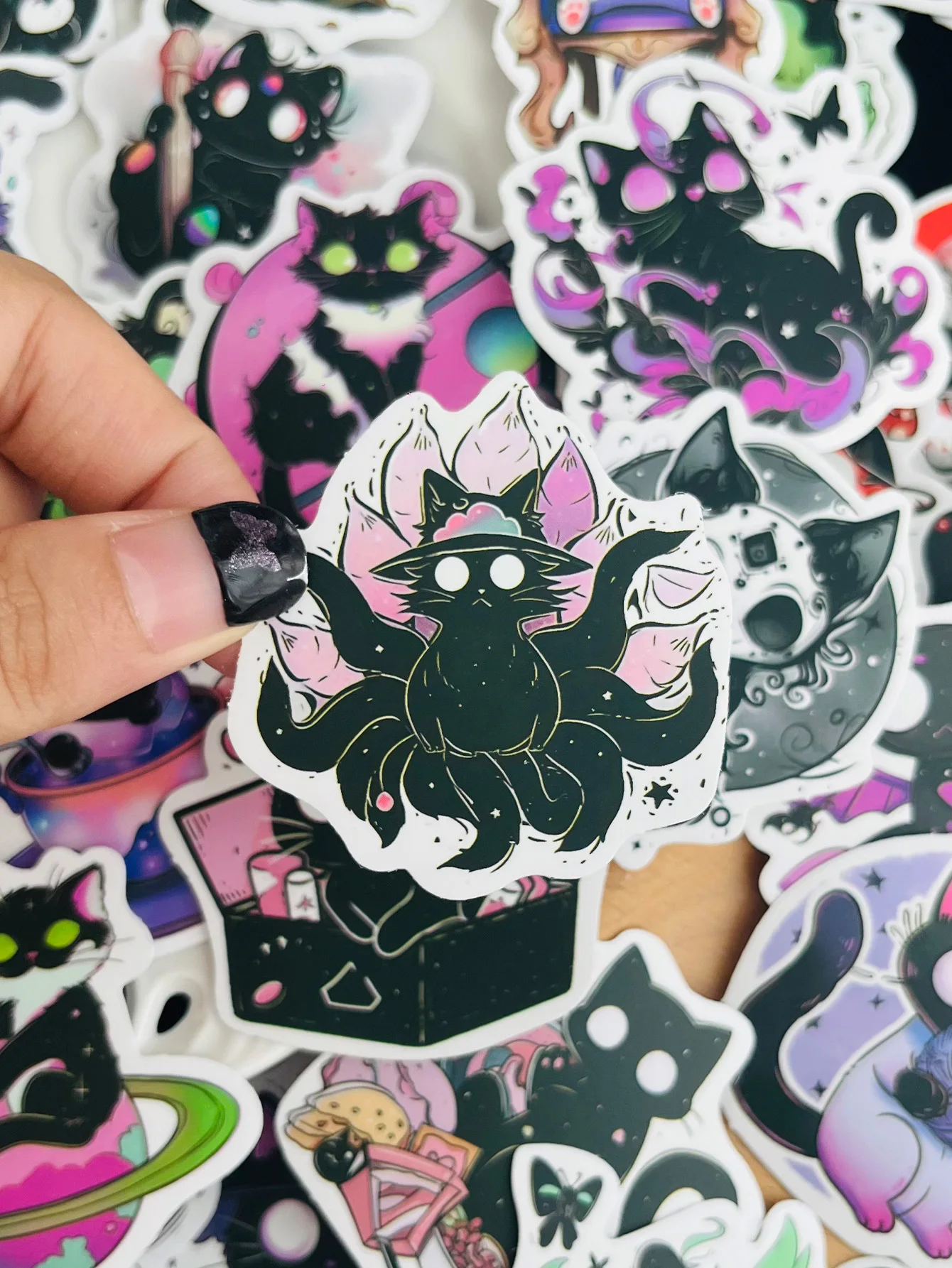 50 Halloween Black Cat stickers Decorated Notebook Scrapbook Suitcase Mobile Phone Shell Helmet Skateboard Cup Gift Cat stickers