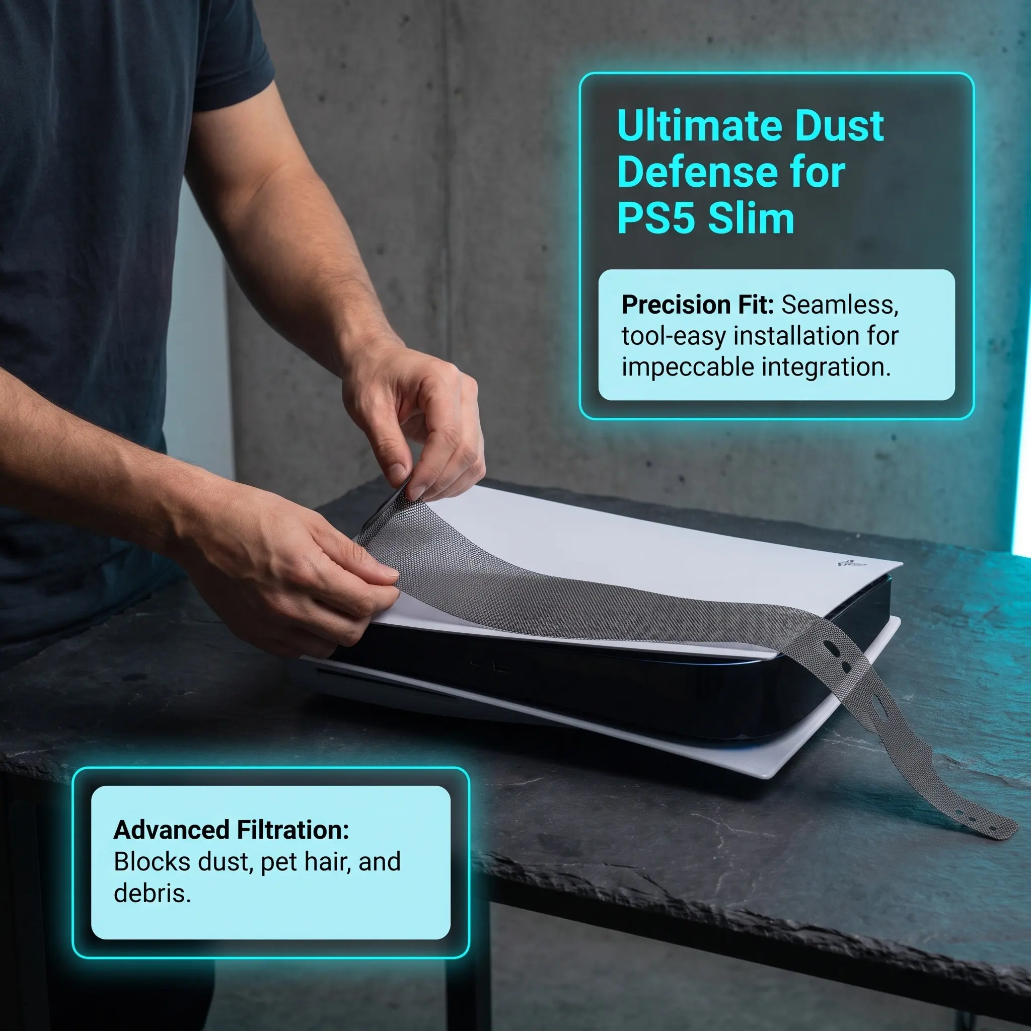 Dust Cover Net Compatible for PS5 Slim Disc Digital Version Soft Mesh Anti Dust Filter Gaming Console Protective Cover Pet Hair view 6