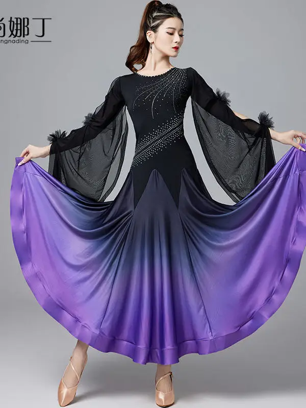 Modern Dance Dress New Style National Standard Waltz Competition Performance Skirt Friendship Dance Elegant Hot Diamond Dress