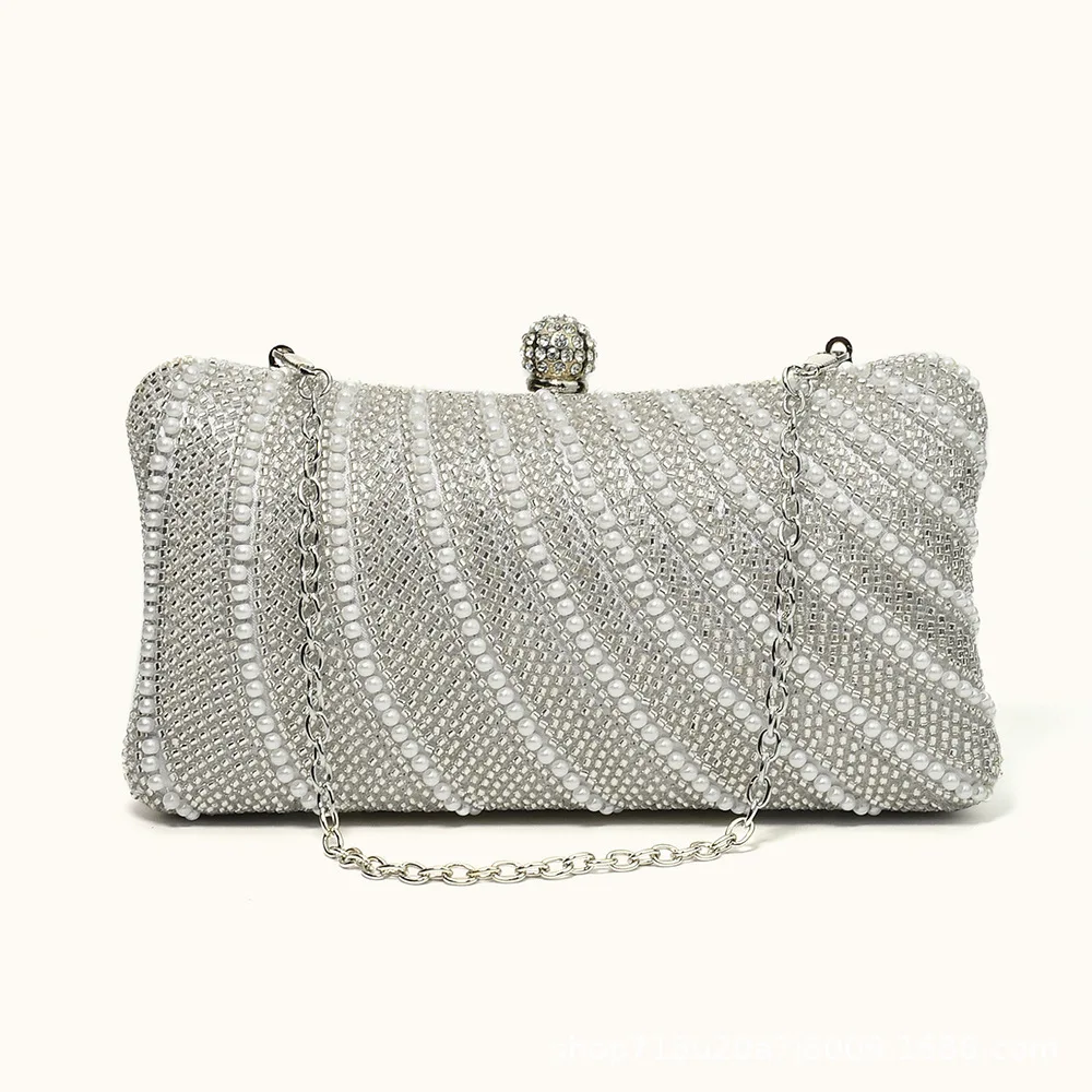 

Женская банкетная сумка с жемчугом, женское платье, сумки с вышивкой и стразами, модные сумки на плечо, свадебный вечерний клатч