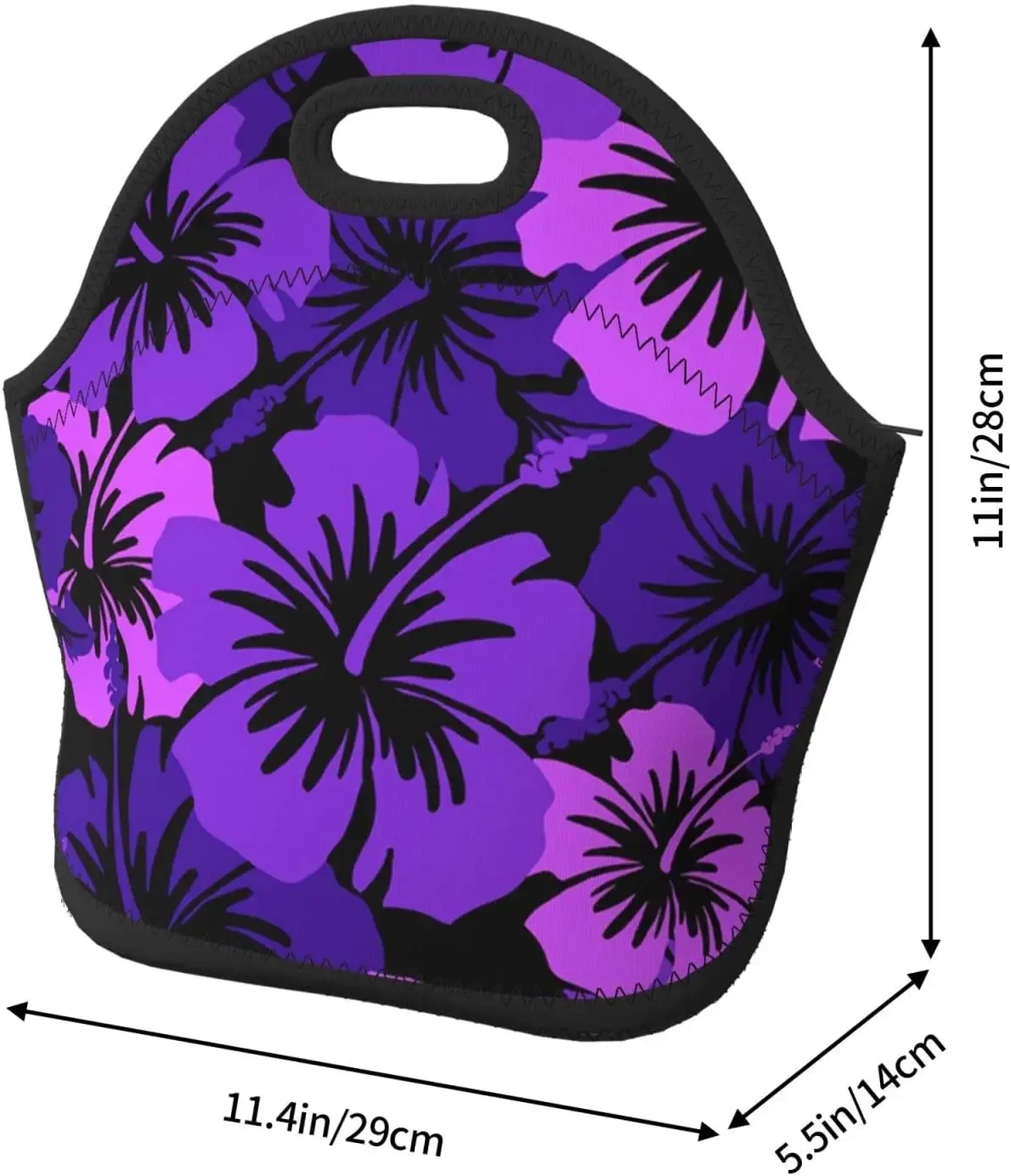 Purple Hawaiian Flowers Lunch Box Reusable Lunch Bag Tote Bag Insulated Lunch Bag for Women Men Lunch Box for Camping Gifts