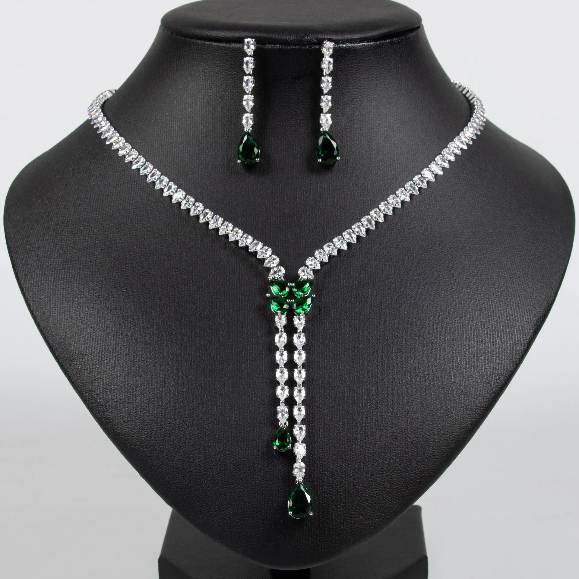 Personalised Elegant Jewellery Pendant Teardrop 2 Pcs Necklace Earrings Set Women's Daily Travel Dress Wedding Party Gift M-598