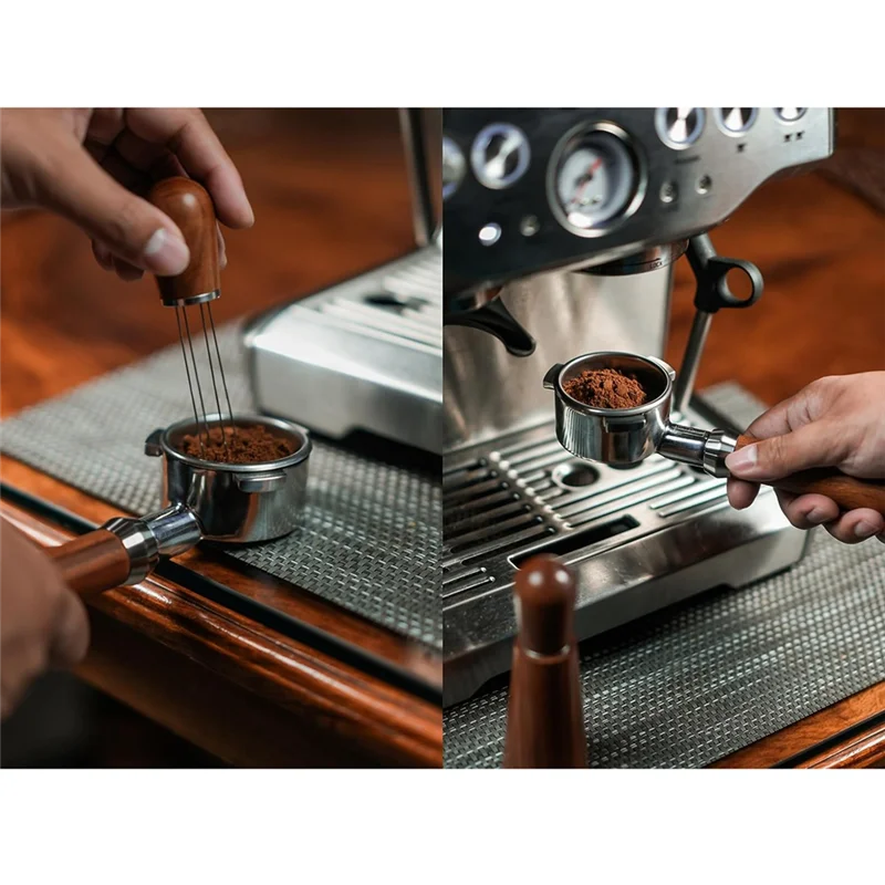54mm Bottomless Portafilter Paired with Wdt Tool - Enhance Espresso Brewing Replacement Filter Basket Coffee Accessories-A70Z