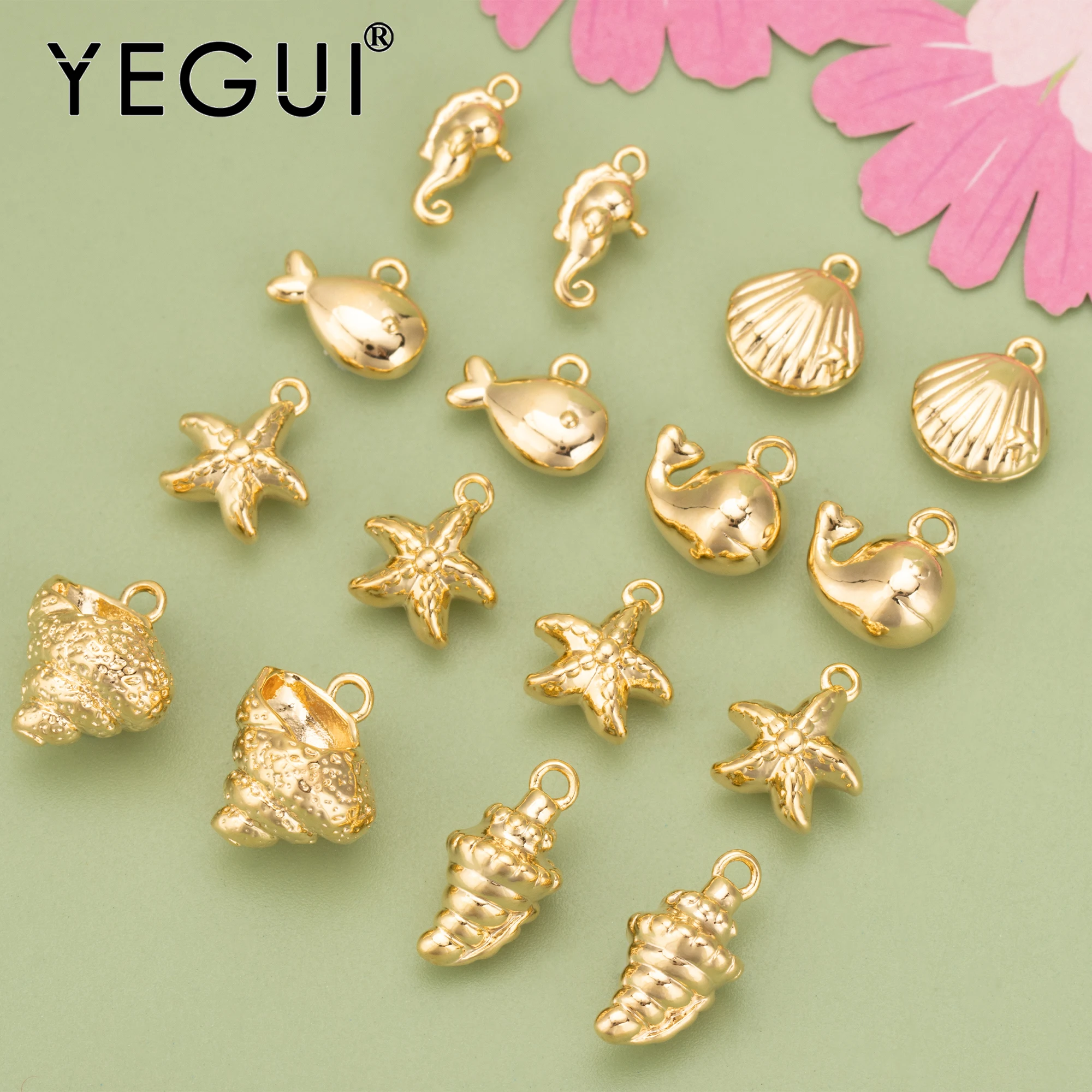 YEGUI MD27,jewelry accessories,18k gold rhodium plated,copper,charms,whale pendants,diy necklace,jewelry making,10pcs/lot