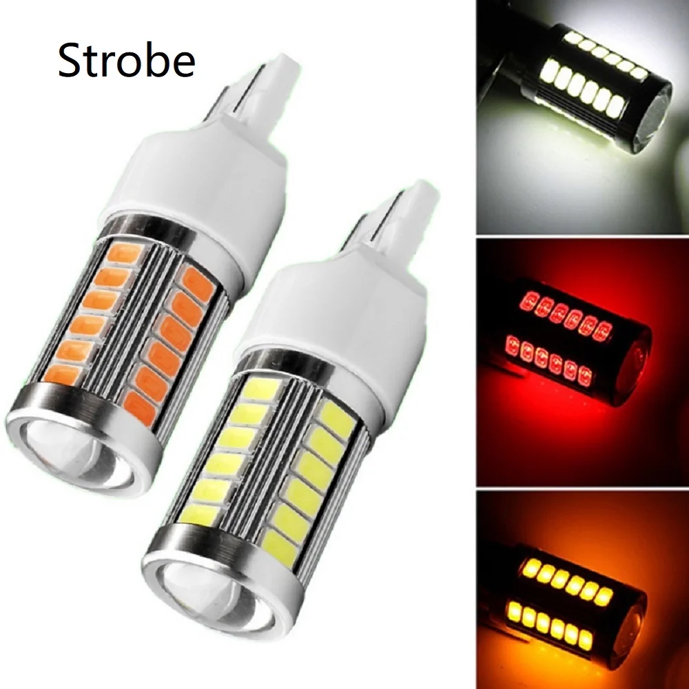 

50Pcs Strobe Flashing 1156 1157 7443 BA15S P21W 5730 33 LED Car Tail Bulb Brake Lights Auto Reverse Lamp Daytime Running Light