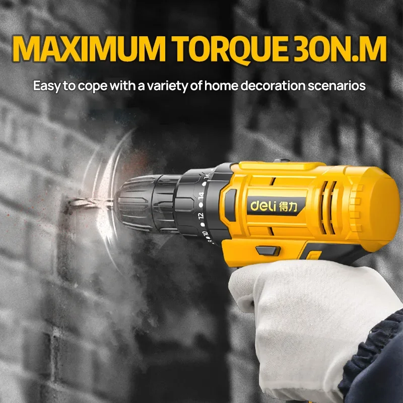 Deli Cordless Drill Electric Screwdriver Mini Wireless Power Driver DC Lithium-Ion Battery Power Tools 12V/16.8V/20V