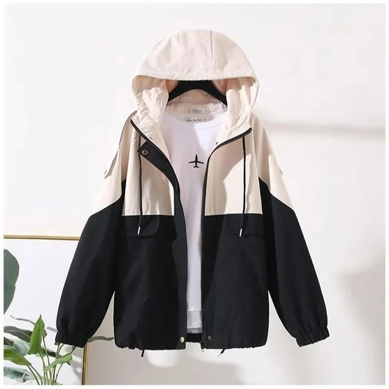 Women Windbreaker Spring Autumn Hooded Coat 2024 New Mid-Length Fashion Trench Coat Temperament Elegant Jacket Top Women Outwear