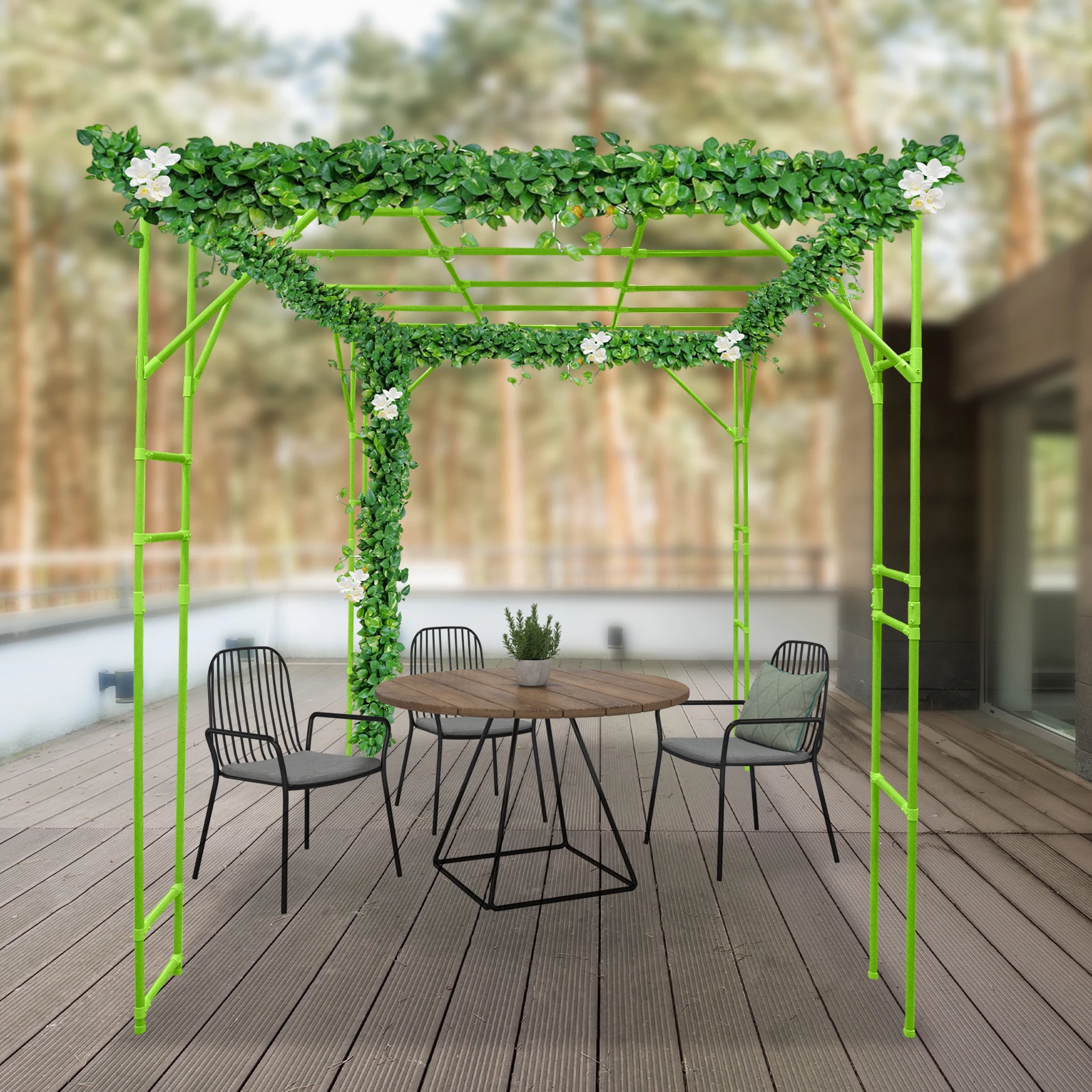 

Plant Climbing Stand, Outdoor Garden Arch Trellis, for Climbing of Plants, Courtyard and Garden Decoration, Green, 3 x 2 x 2.3 m