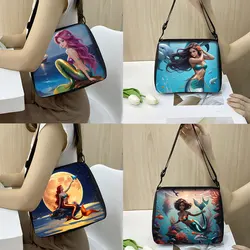 Beautiful Mermaid Shoulder Bag Afro Girl Print Crossbody Bags Women  Portable Handbag for Travel Phone Keys earphone Holder Gift