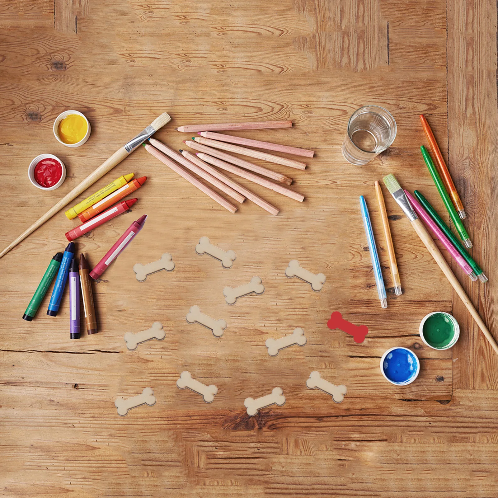 

50Pcs Unfinished Wooden Bone Cutouts Dog Shape Crafts DIY Paint Decor for Wall Mount Christmas Ornaments Tags Wood Cutouts