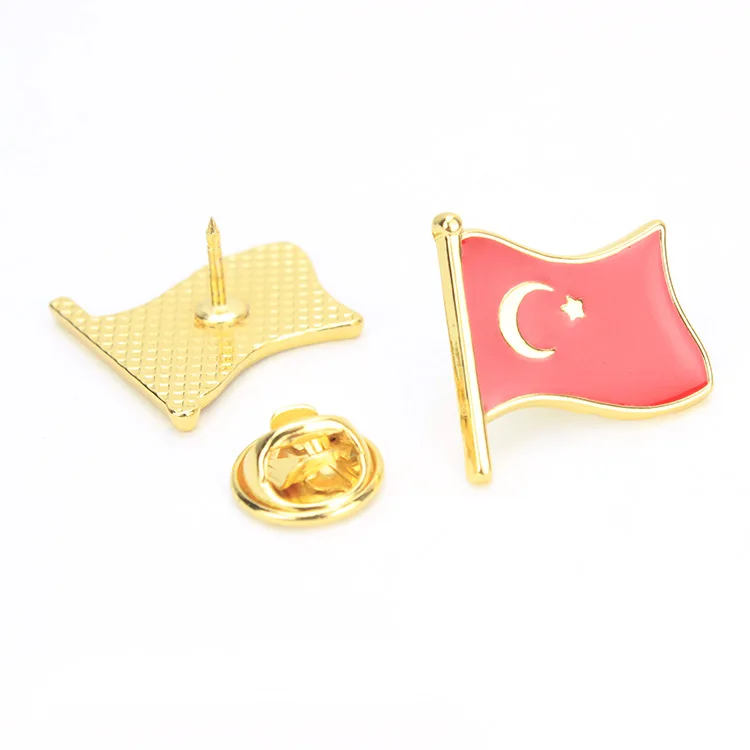 Spot zinc alloy die-casting metal cartoon national flag brooch badge Türkiye oil dripping badge