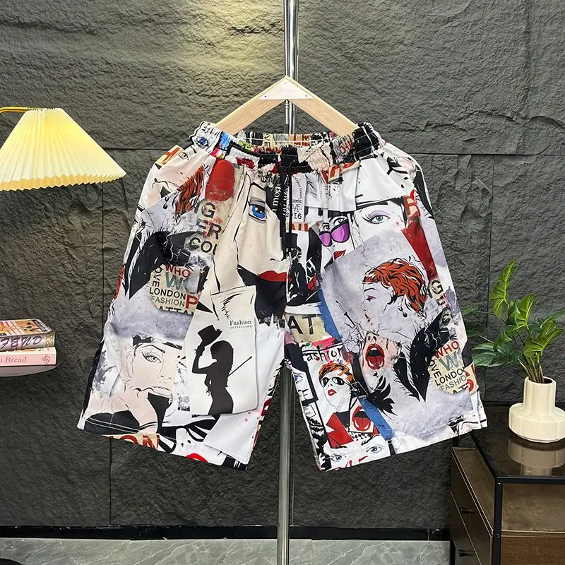 

Hawaii Dstring Casual orts Men's Summer INS Flower Briefs Couple Beach Pants Trendy Sport Five-Quarter Length Pants