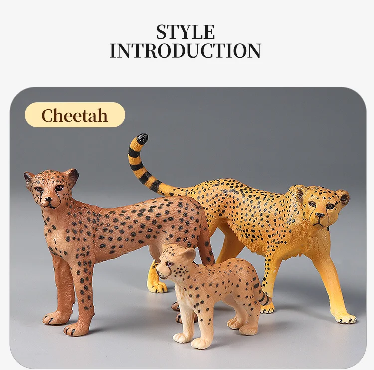 Pädagogisches Set mit simulierten Wildtierfiguren – Aktionsmodelle mit Geparden und schwarzem Panther für Kinder, Dekoration und Lerngeschenk – Detail 3