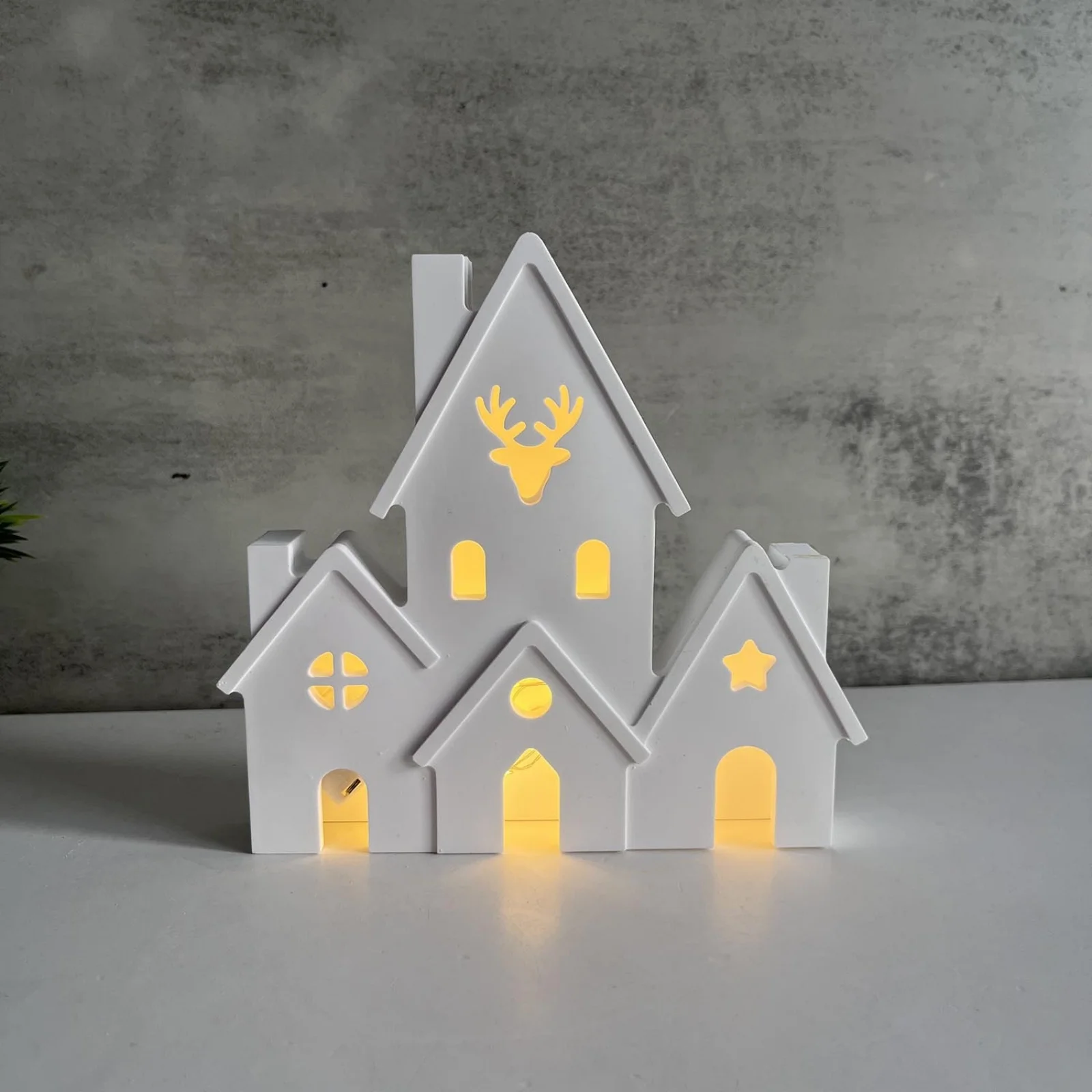 European Style House Silicone Mold LED Night Light Gypsum Mold Christmas Elk Aromatherapy Warm Light Houses Plaster Molds