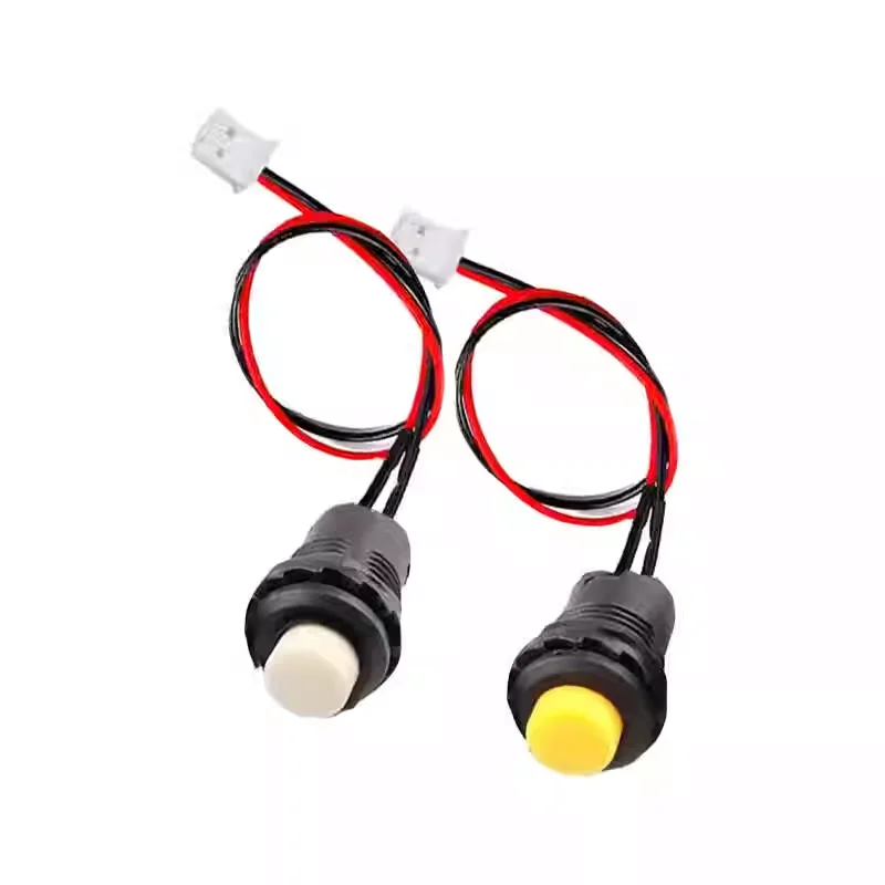 10PCS DS-427/428 mounting hole 12MM self-locking non-locking round button switch with locking self-reset XH2.54 terminal cable