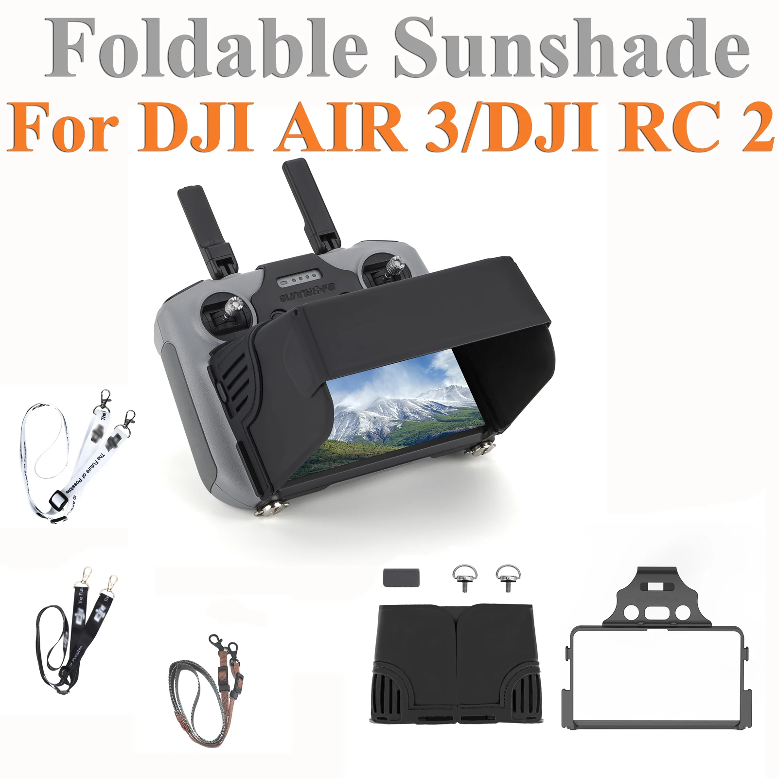 For DJI  AIR 3/DJI RC 2 Remote Screen Sunshade Sun Hood Foldable Portable Light Block With Lanyard Screws Controller Accessories