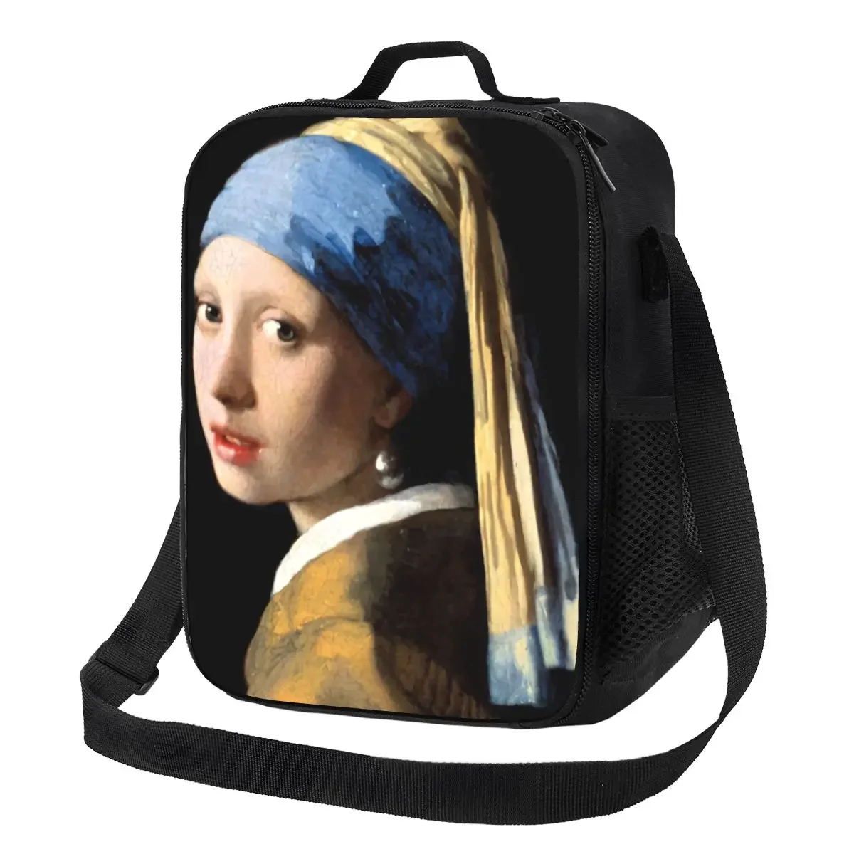 Girl With A Pearl Earring Insulated Lunch Bag for Women Vincent Van Gogh Painting Cooler Thermal Bento Box Office Work School