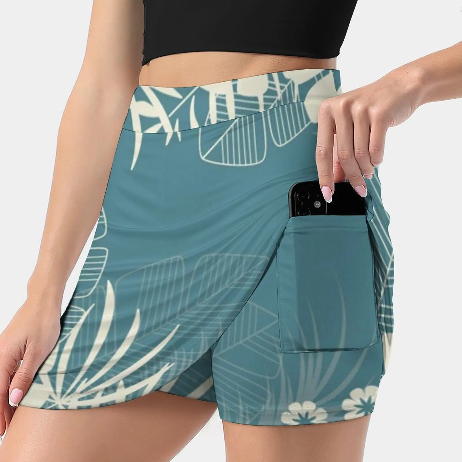 

Tropical Blue Women's skirt With Hide Pocket Tennis Skirt Golf Skirts Badminton Skirts Running skirts Tropical Spring Summer