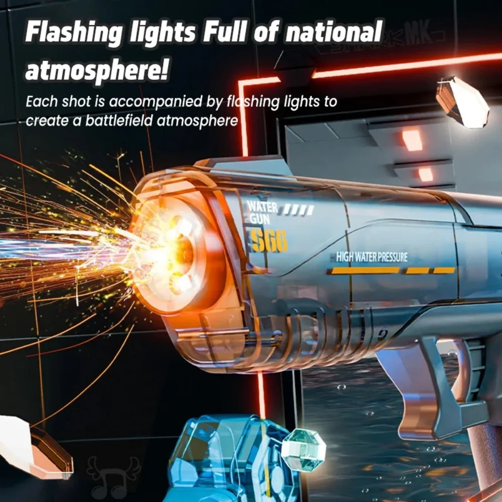New Electric Water Gun Large Capacity Fire Flash Fully Automatic Continuous Water Pistol Outdoor Beach Swimming Pool Party Toy