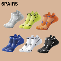 Men's 6 Pairs Letter Sports Socks Mesh Breathable Comfy Quick-Dry Ankle Socks Unisex Couple All-Season
