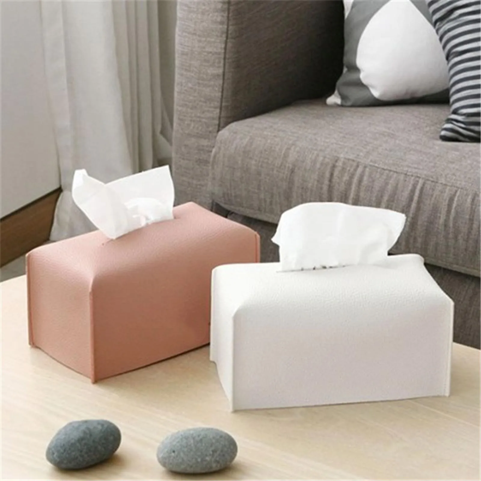 Home Car Mounted Tissue Box Facial Curved Leather Bedroom Living Room Bathroom House Accessories Cover Tissue Case Dispenser