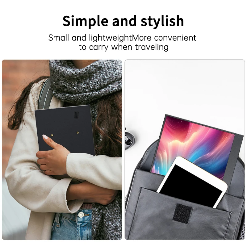 HGFRTEE 100%sRGB 10.5 inch Portable Monitor 1280P 420Cd/m ² Second screen For Laptop Mac Xbox PS4/5 Switch PC Extension Display image 6