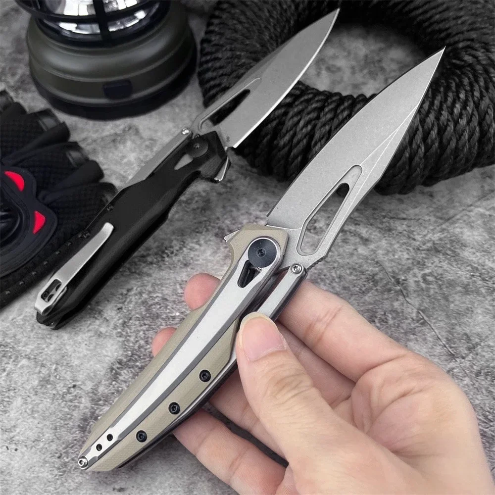 سكين محمول 0990 EDC قابل للطي مع شفرة فولاذية D2، مقبض G10 أداة تكتيكية للتخييم في الهواء الطلق لسكاكين الجيب للرجال