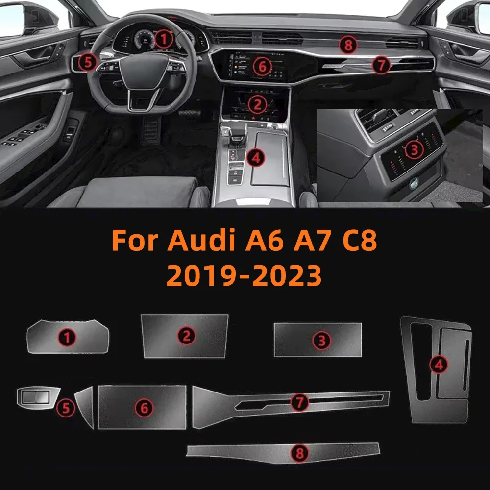 

Внутренняя пленка для Audi A6 A7 C8 2023-2019, центральная консоль автомобиля, прозрачная защитная пленка из ТПУ, аксессуары для ремонта от царапин