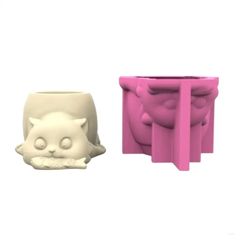 

Y88a Прекрасные кошки цветочные горшки Силиконовая плесень цементная штукатурка