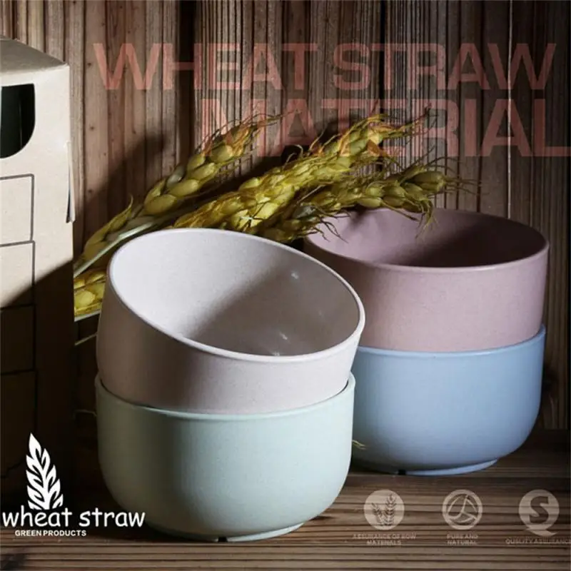 Tableware Wheat Straw Comfortable To Touch Colored Training Bowl Straw Baby Bowl Environmentally Friendly Portable Baby Bowl