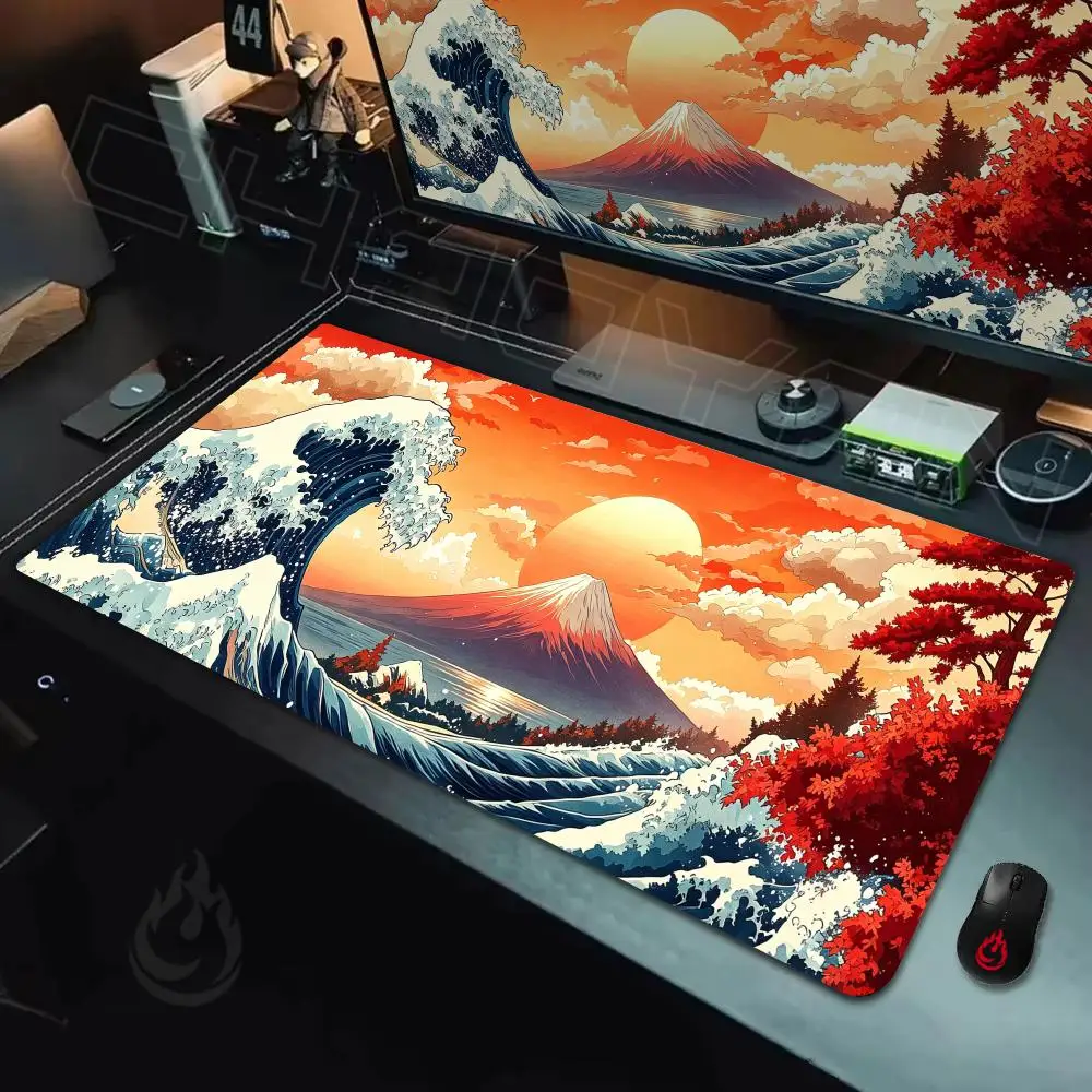 Snowy mountains and Giant Waves Mouse Pad Large Computer Office Game Table Mats Rubber Anti-slip XXL Mouse Mat HDP Long Desk Pad