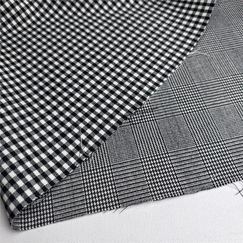 Grey Worsted Wool Double Layer Check Plaid Fabric Autumn Winter Dress Curtain Tablecloth Handmade Sewing DIY Home Craft Material