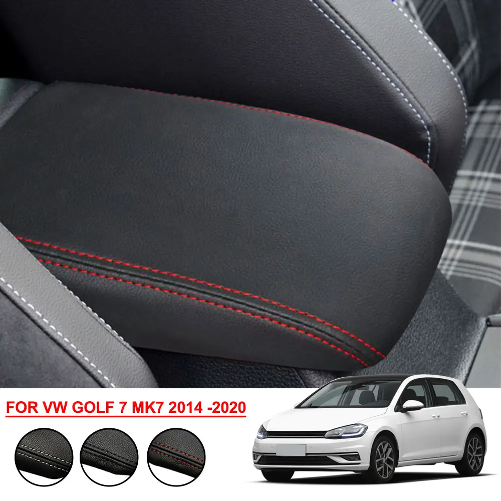 For VW Golf 7 MK7 2014-2020 PU Leather Car Armrest Cover Trim Center Console Latch Lid Protector Cap Interior Car Accessories