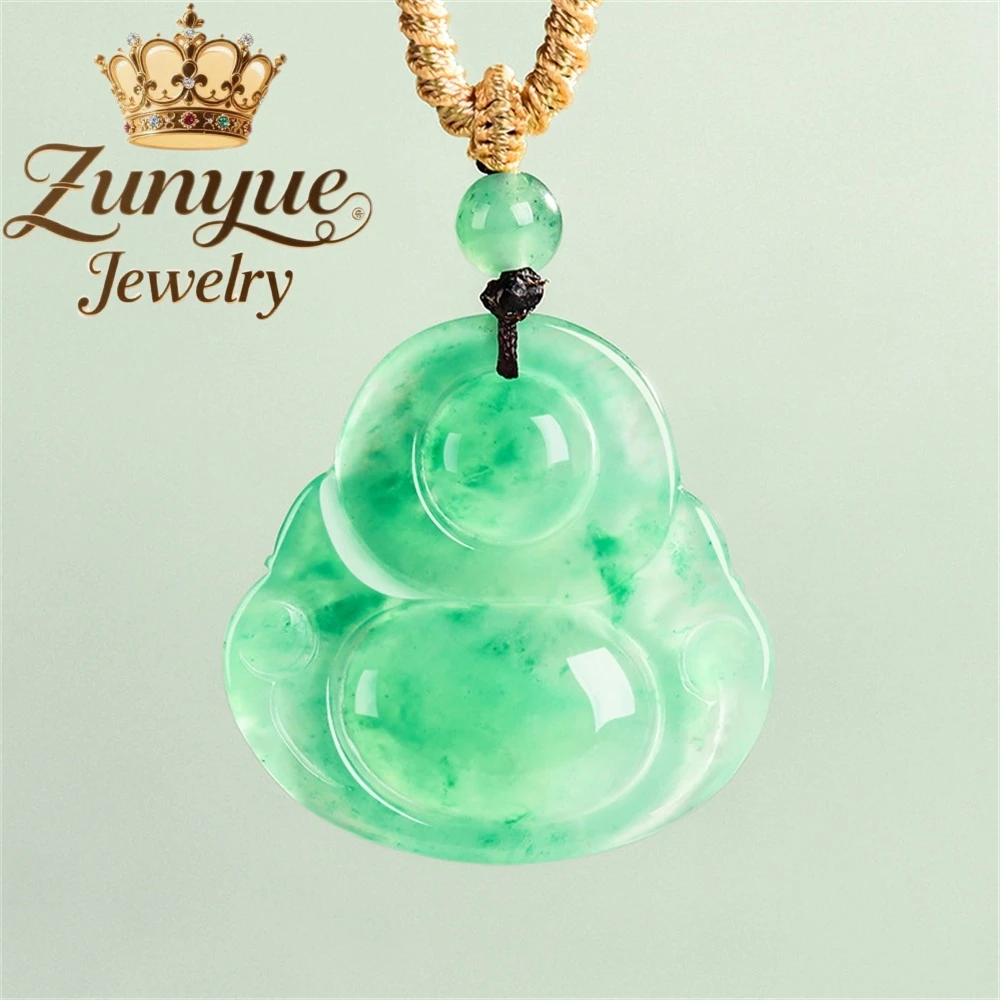Natural Jade African Jade Maitreya Buddha Dulong Jade Buddha Pendant, Chinese-Style Pendant, Popular And Simple Fashion Jewelry