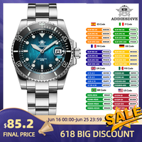 ADDIESDIVE New 41mm Men Automatic watches Sapphire glass BGW9 Green Luminous 200m Waterproof AD2078 Automatic Mechanical Watch