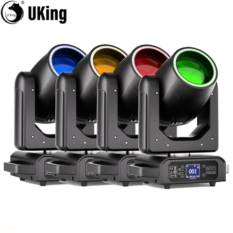 U'King 4Pcs 200W LED Beam Moving Head Lights With Ring 12Gobo 8Color 18Prism Spotlights DMX Stage Lights For Disco Party CLub