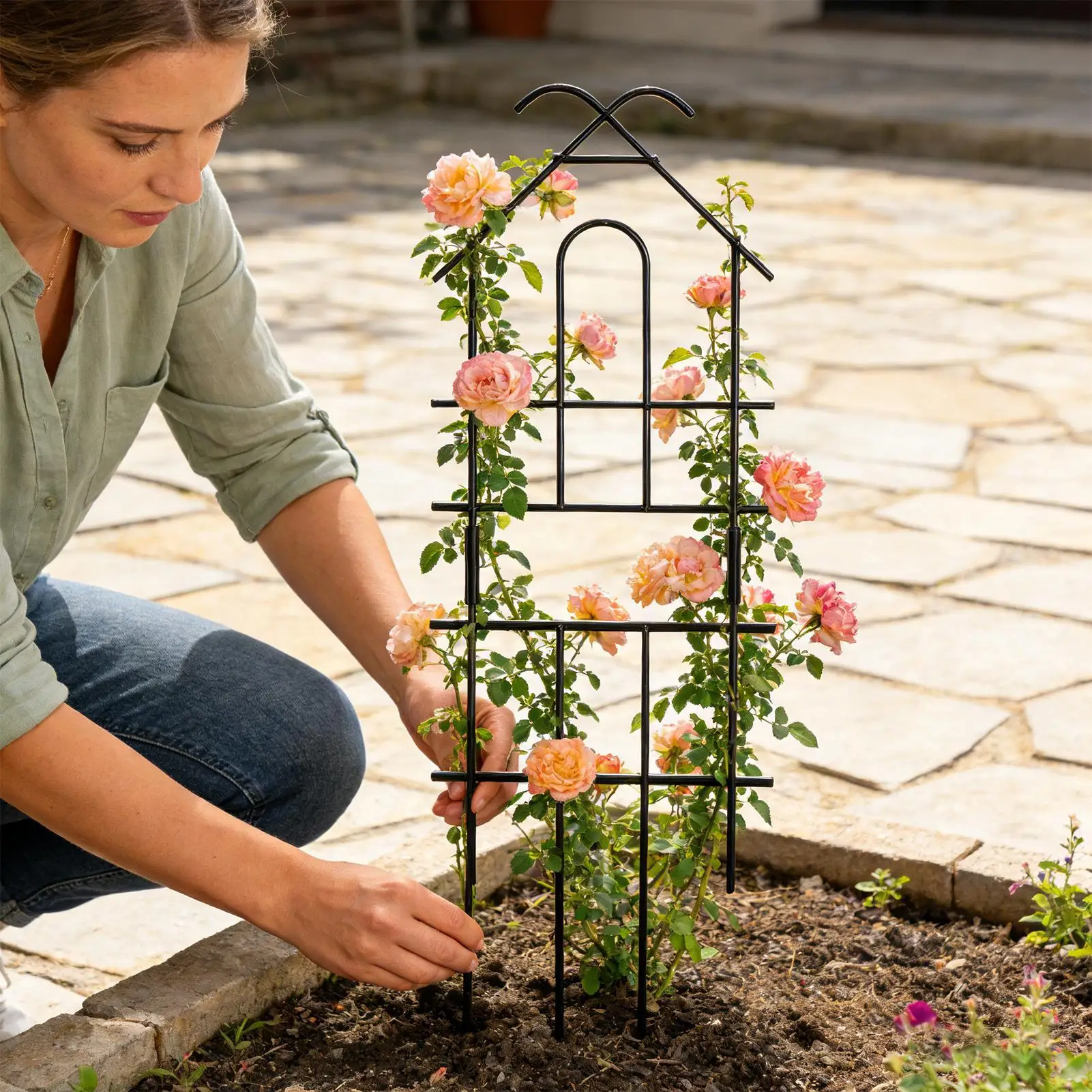 

Решетка для вьющихся растений, опорная рама для растений, вертикальная опорная рама для внутреннего и наружного патио, сада, теплицы, балкона