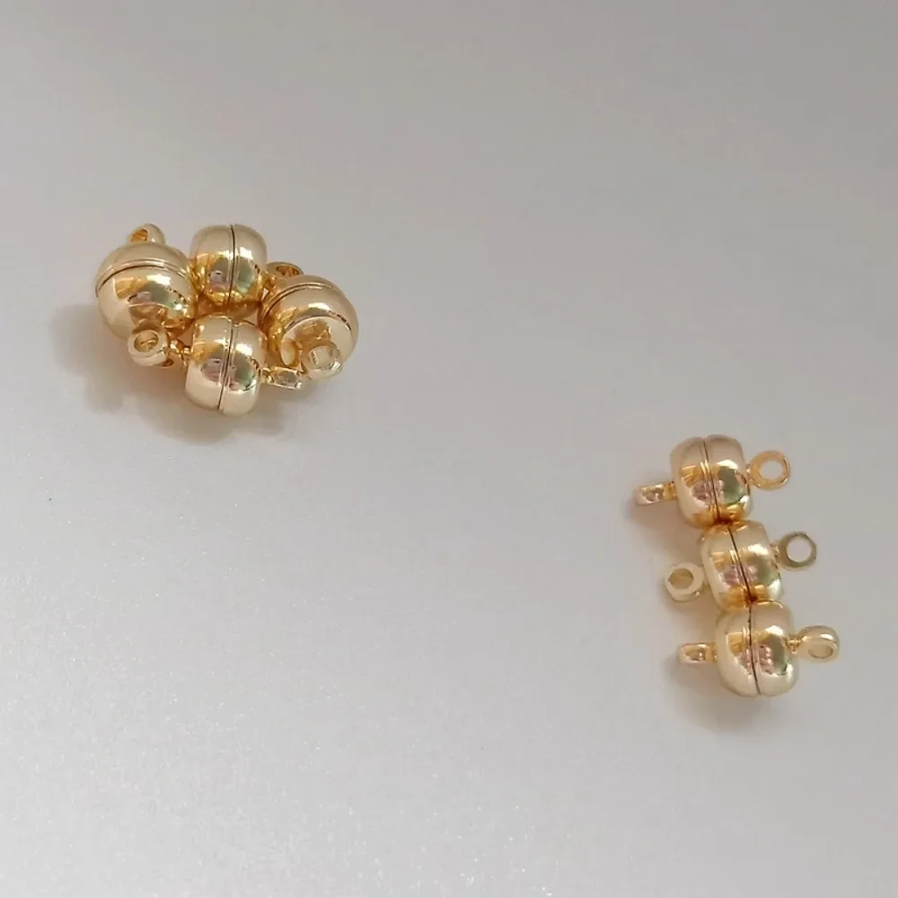 

14k Gold-plated Iron Buckle Bread and Steamed Bun Shaped Magnetic Connection Buckle 7mm Accessory DIY Handmade Bracelet Necklace